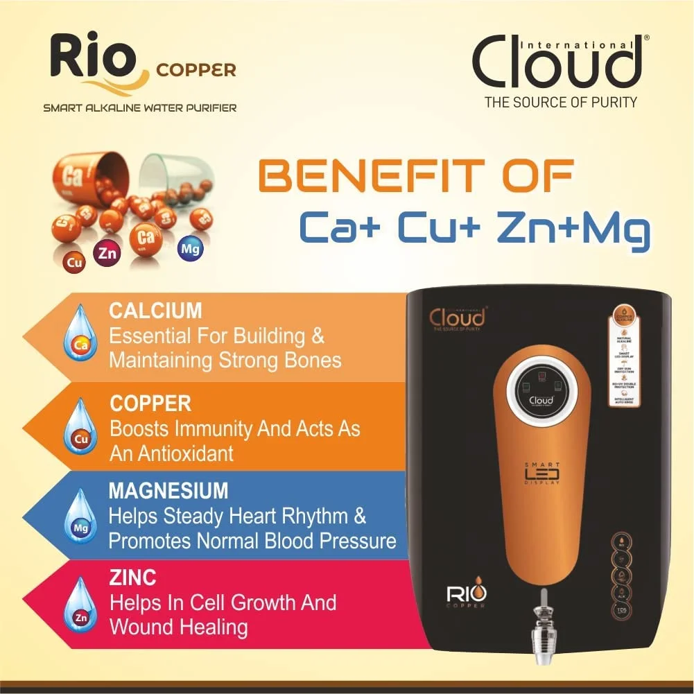 aqua Penta Cloud RIO Copper With Led Digital Display RO +UV+TDS+ Minerals